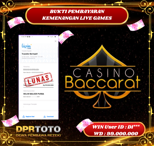 KEMENANGAN BESAR LIVE CASINO BACCARAT Rp.99.000.000 - LUNAS